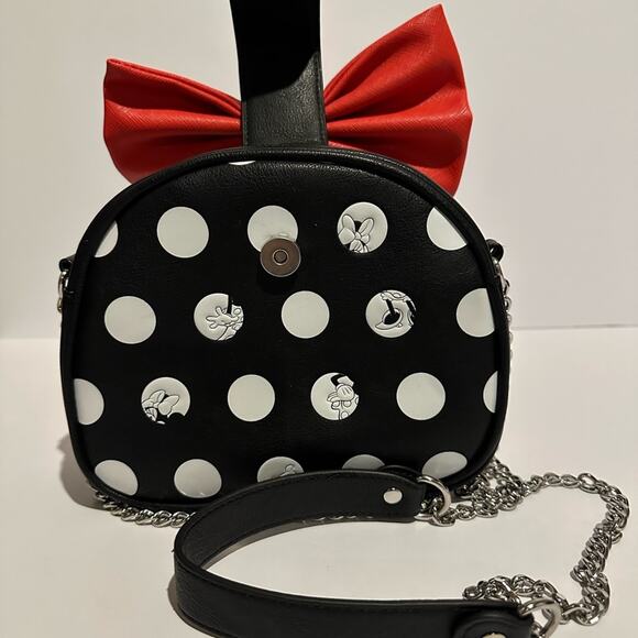 Loungefly & Disney Minnie Mouse Polka Dot Small Crossbody Bag Purse Whimsical - Picture 8 of 14